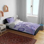 Personalised Epilepsy Awareness Bedding Set Purple Ribbon Butterfly And Brain Aboriginal Art