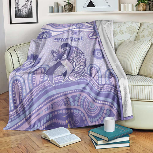 Personalised Epilepsy Awareness Blanket Purple Ribbon Butterfly And Brain Aboriginal Art
