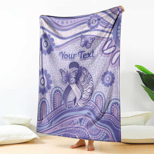 Personalised Epilepsy Awareness Blanket Purple Ribbon Butterfly And Brain Aboriginal Art
