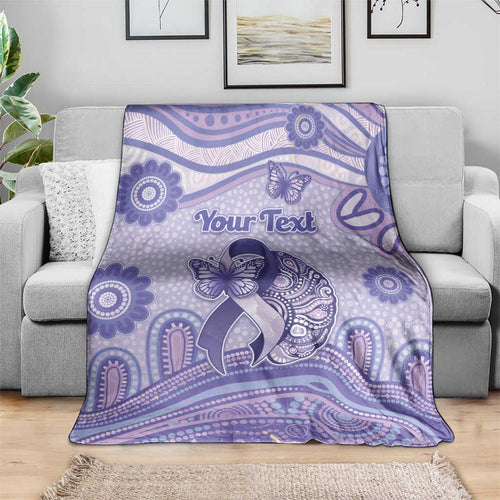 Personalised Epilepsy Awareness Blanket Purple Ribbon Butterfly And Brain Aboriginal Art