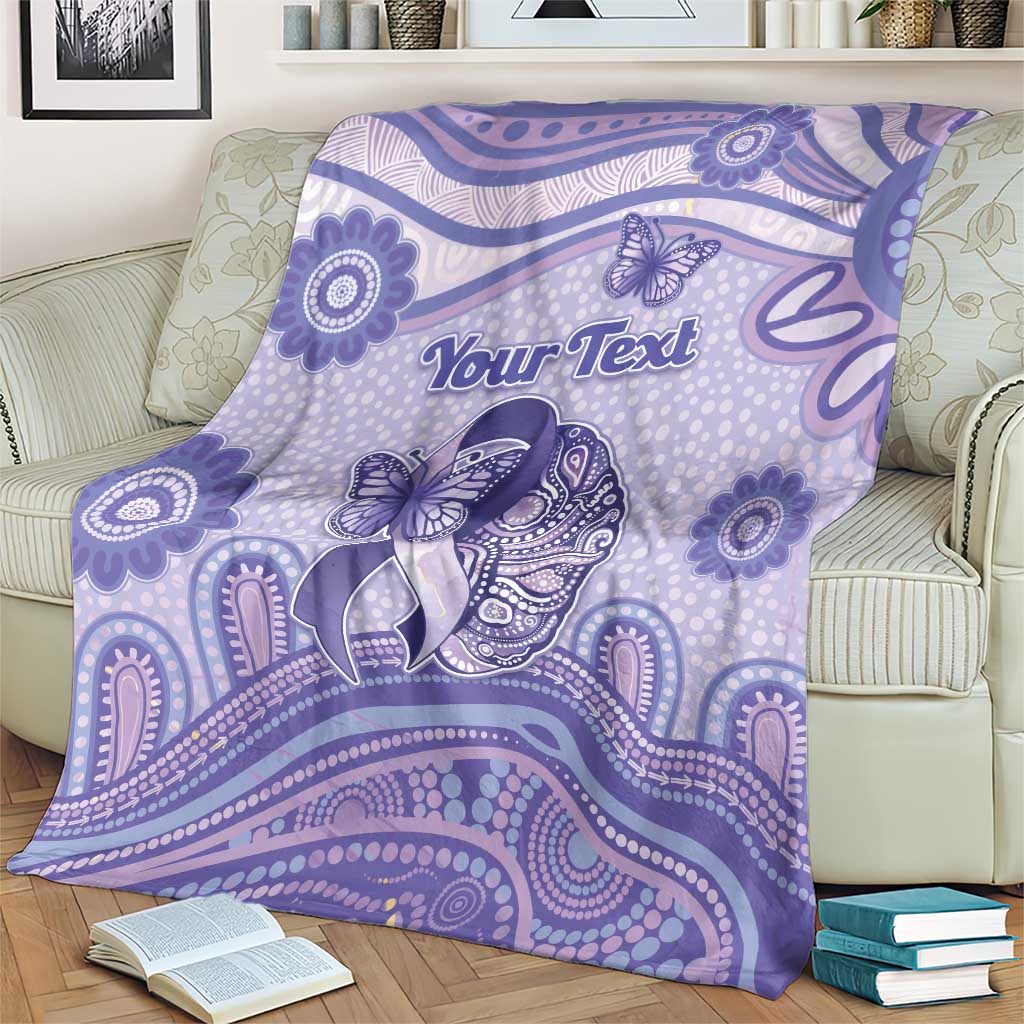 Personalised Epilepsy Awareness Blanket Purple Ribbon Butterfly And Brain Aboriginal Art