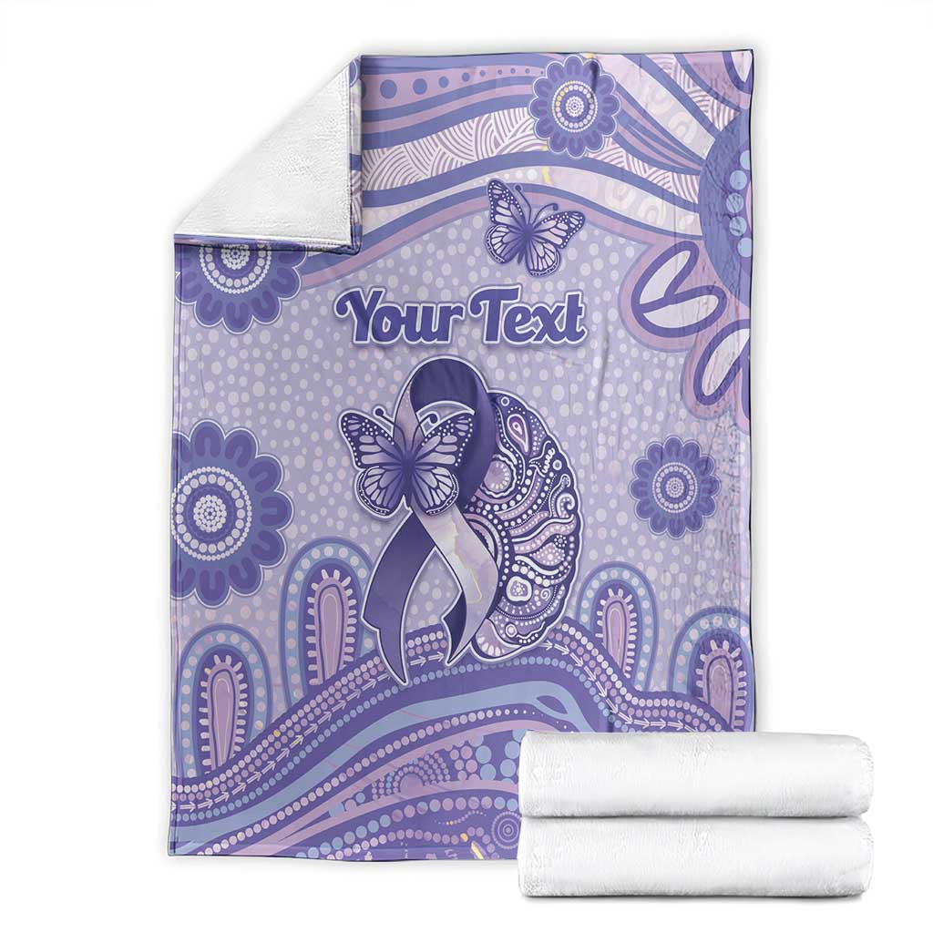 Personalised Epilepsy Awareness Blanket Purple Ribbon Butterfly And Brain Aboriginal Art