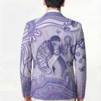 Personalised Epilepsy Awareness Blazer Purple Ribbon Butterfly And Brain Aboriginal Art