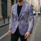 Personalised Epilepsy Awareness Blazer Purple Ribbon Butterfly And Brain Aboriginal Art