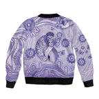 Personalised Epilepsy Awareness Bomber Jacket Purple Ribbon Butterfly And Brain Aboriginal Art