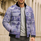 Personalised Epilepsy Awareness Bomber Puffer Jacket Purple Ribbon Butterfly And Brain Aboriginal Art