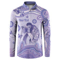 Personalised Epilepsy Awareness Button Sweatshirt Purple Ribbon Butterfly And Brain Aboriginal Art