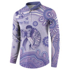 Personalised Epilepsy Awareness Button Sweatshirt Purple Ribbon Butterfly And Brain Aboriginal Art