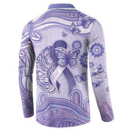 Personalised Epilepsy Awareness Button Sweatshirt Purple Ribbon Butterfly And Brain Aboriginal Art