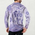 Personalised Epilepsy Awareness Button Sweatshirt Purple Ribbon Butterfly And Brain Aboriginal Art