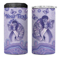 Personalised Epilepsy Awareness 4 in 1 Can Cooler Tumbler Purple Ribbon Butterfly And Brain Aboriginal Art