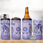 Personalised Epilepsy Awareness 4 in 1 Can Cooler Tumbler Purple Ribbon Butterfly And Brain Aboriginal Art