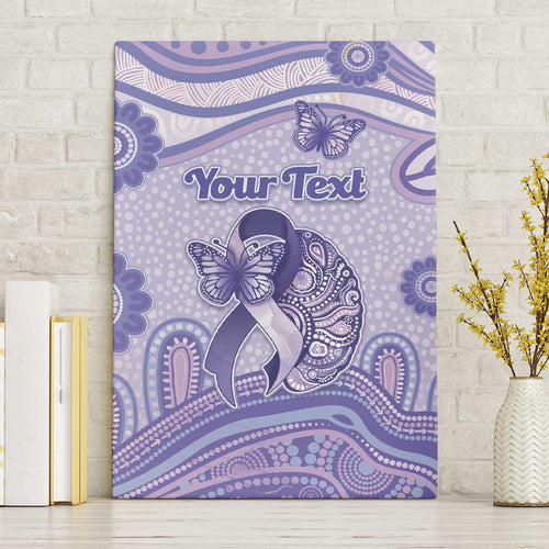 Personalised Epilepsy Awareness Canvas Wall Art Purple Ribbon Butterfly And Brain Aboriginal Art