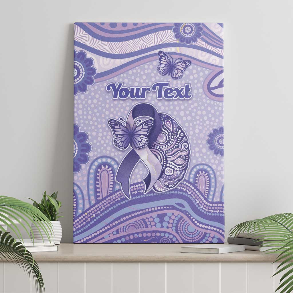 Personalised Epilepsy Awareness Canvas Wall Art Purple Ribbon Butterfly And Brain Aboriginal Art