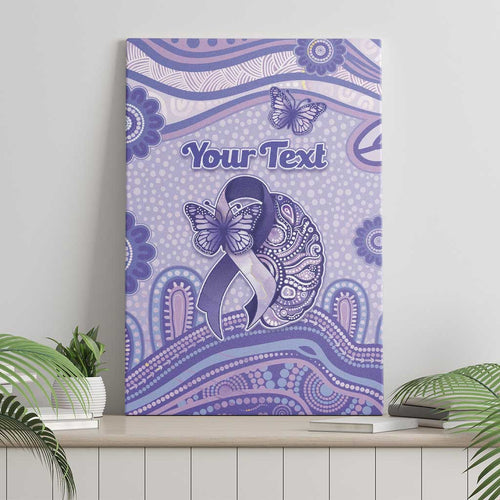 Personalised Epilepsy Awareness Canvas Wall Art Purple Ribbon Butterfly And Brain Aboriginal Art