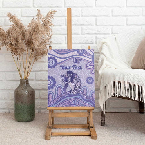 Personalised Epilepsy Awareness Canvas Wall Art Purple Ribbon Butterfly And Brain Aboriginal Art