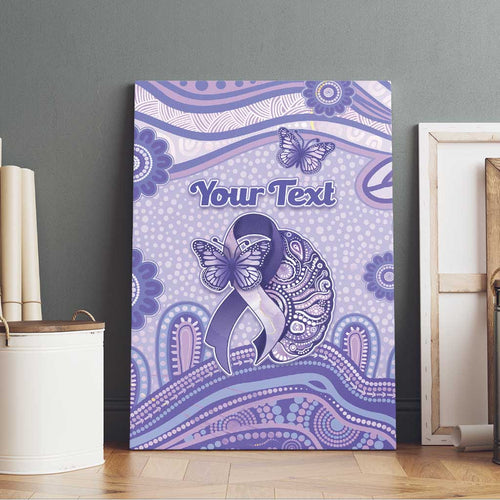 Personalised Epilepsy Awareness Canvas Wall Art Purple Ribbon Butterfly And Brain Aboriginal Art