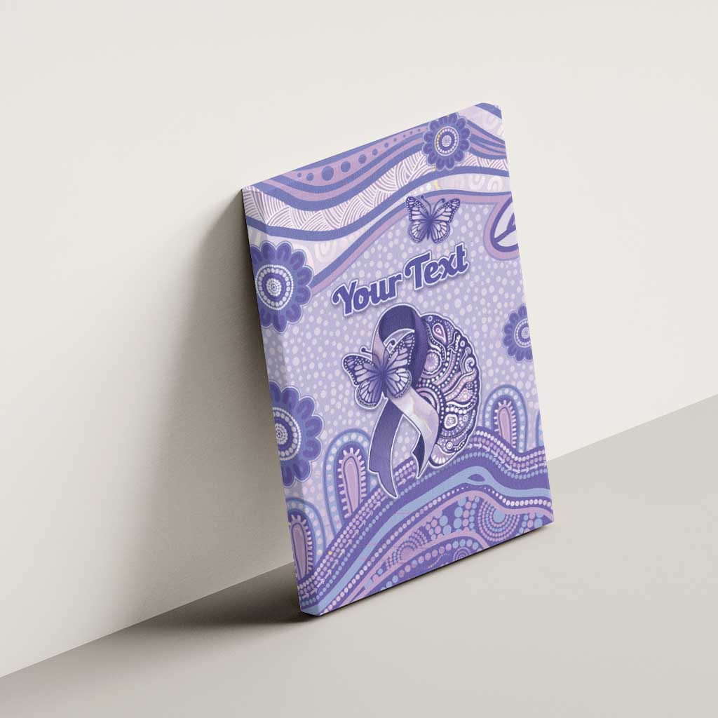 Personalised Epilepsy Awareness Canvas Wall Art Purple Ribbon Butterfly And Brain Aboriginal Art