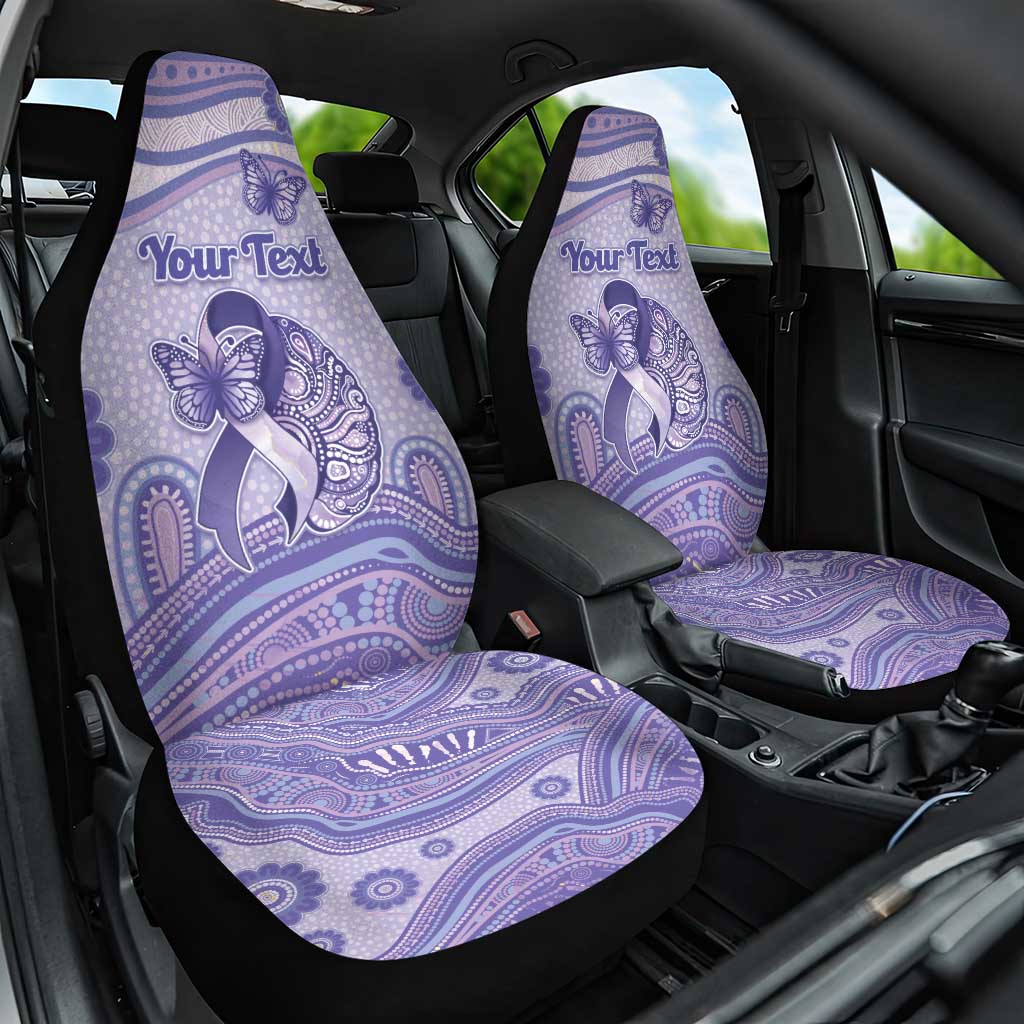 Personalised Epilepsy Awareness Car Seat Cover Purple Ribbon Butterfly And Brain Aboriginal Art