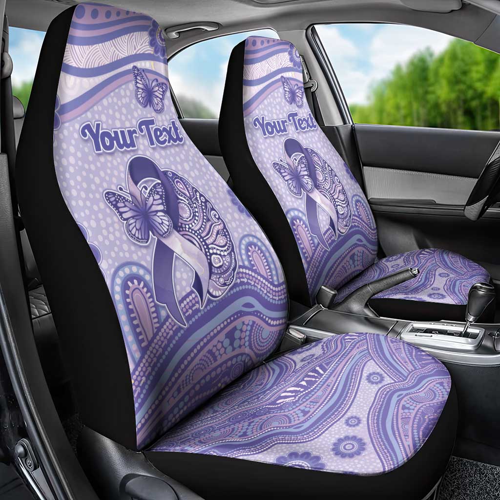 Personalised Epilepsy Awareness Car Seat Cover Purple Ribbon Butterfly And Brain Aboriginal Art