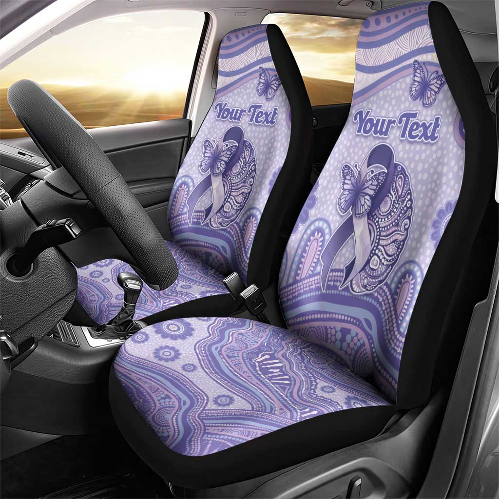 Personalised Epilepsy Awareness Car Seat Cover Purple Ribbon Butterfly And Brain Aboriginal Art