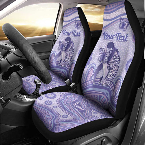 Personalised Epilepsy Awareness Car Seat Cover Purple Ribbon Butterfly And Brain Aboriginal Art