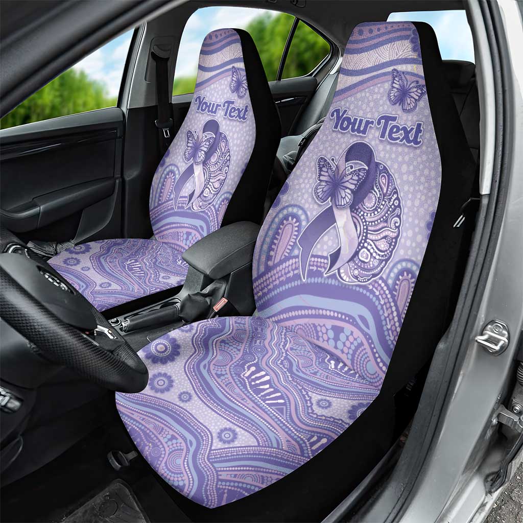 Personalised Epilepsy Awareness Car Seat Cover Purple Ribbon Butterfly And Brain Aboriginal Art