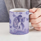 Personalised Epilepsy Awareness Ceramic Mug Purple Ribbon Butterfly And Brain Aboriginal Art