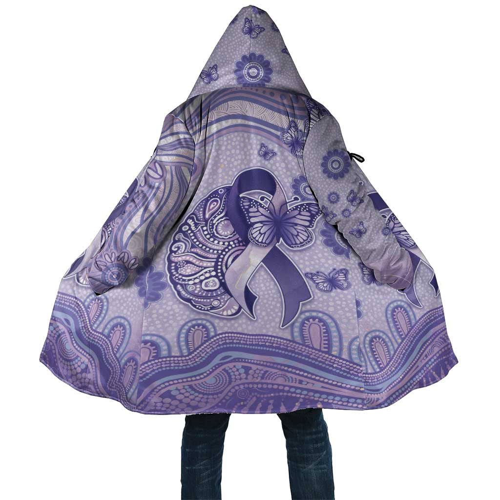 Personalised Epilepsy Awareness Cloak Purple Ribbon Butterfly And Brain Aboriginal Art