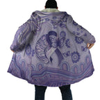 Personalised Epilepsy Awareness Cloak Purple Ribbon Butterfly And Brain Aboriginal Art