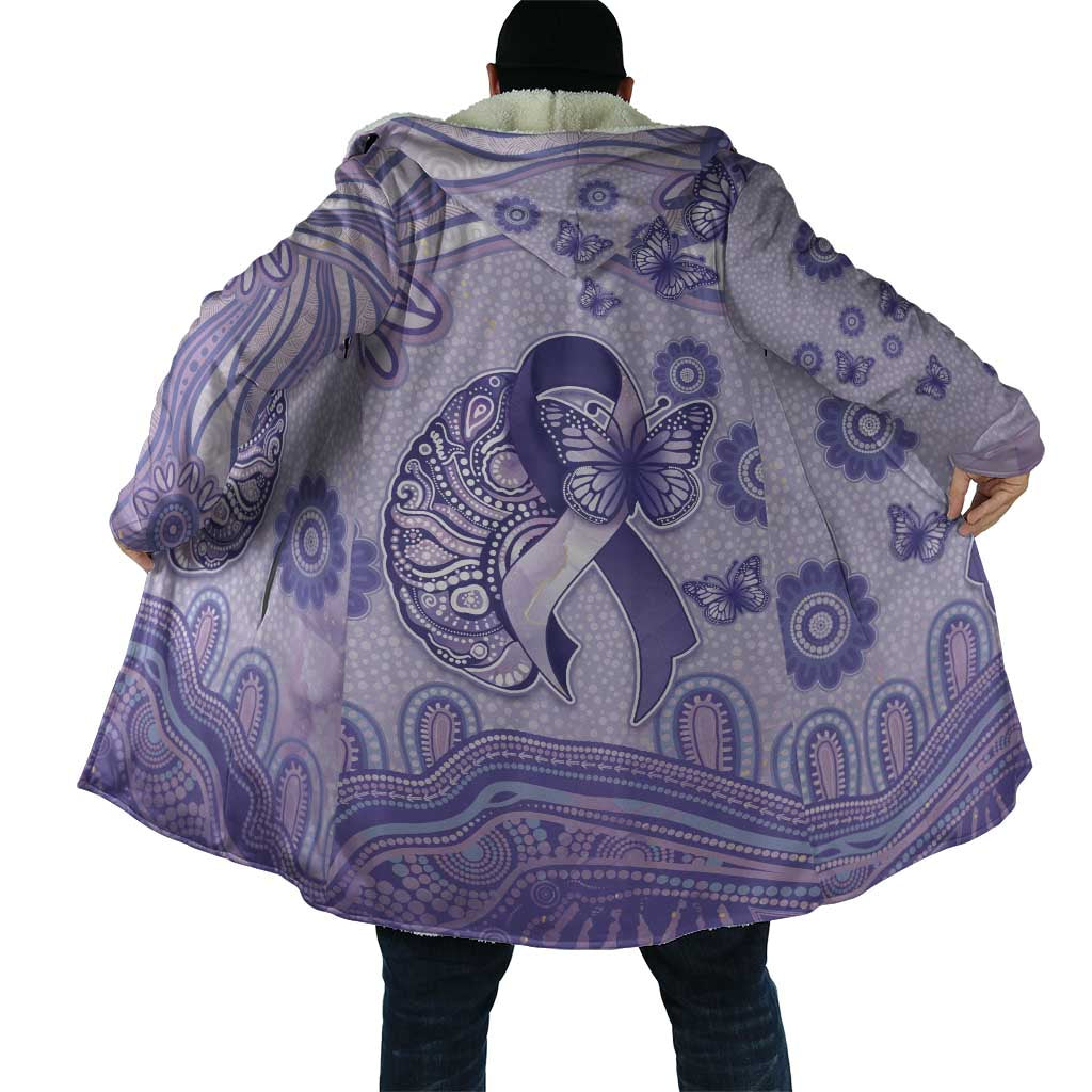 Personalised Epilepsy Awareness Cloak Purple Ribbon Butterfly And Brain Aboriginal Art