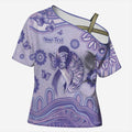 Personalised Epilepsy Awareness Cross Shoulder Shirt Purple Ribbon Butterfly And Brain Aboriginal Art