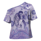 Personalised Epilepsy Awareness Cross Shoulder Shirt Purple Ribbon Butterfly And Brain Aboriginal Art