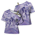 Personalised Epilepsy Awareness Cross Shoulder Shirt Purple Ribbon Butterfly And Brain Aboriginal Art