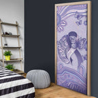 Epilepsy Awareness Door Cover Purple Ribbon Butterfly And Brain Aboriginal Art