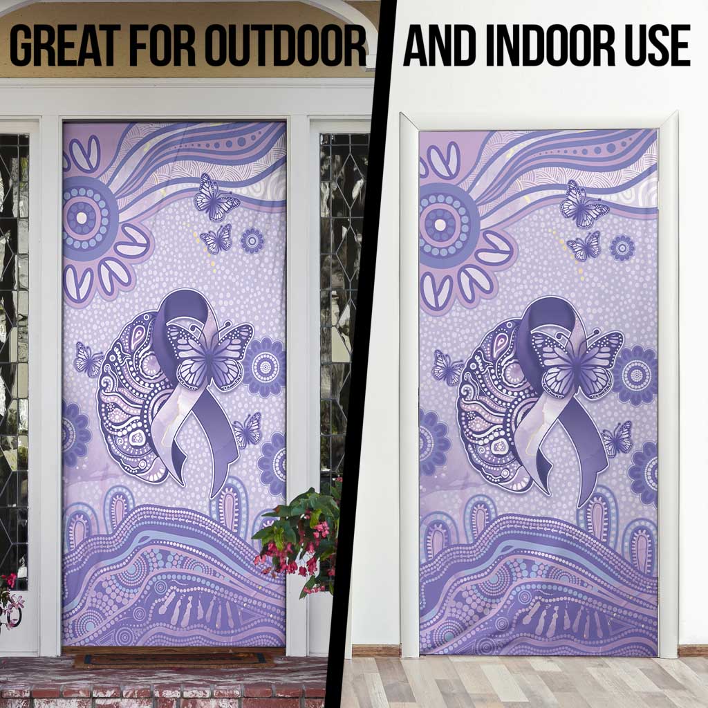 Epilepsy Awareness Door Cover Purple Ribbon Butterfly And Brain Aboriginal Art