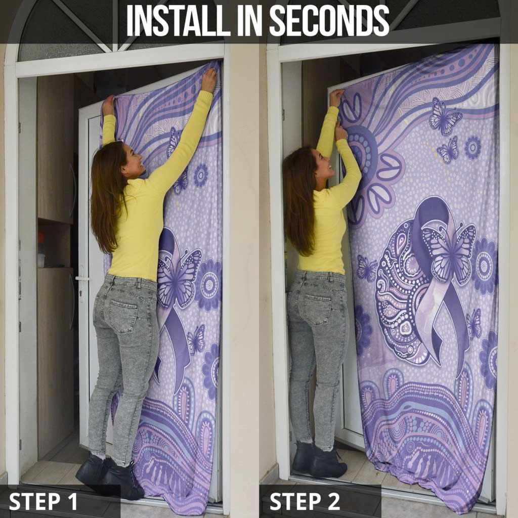 Epilepsy Awareness Door Cover Purple Ribbon Butterfly And Brain Aboriginal Art