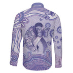 Personalised Epilepsy Awareness Family Matching Mermaid Dress and Hawaiian Shirt Purple Ribbon Butterfly And Brain Aboriginal Art