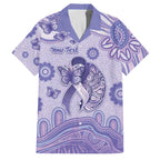 Personalised Epilepsy Awareness Family Matching Short Sleeve Bodycon Dress and Hawaiian Shirt Purple Ribbon Butterfly And Brain Aboriginal Art