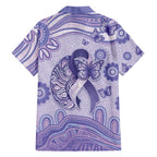 Personalised Epilepsy Awareness Family Matching Summer Maxi Dress and Hawaiian Shirt Purple Ribbon Butterfly And Brain Aboriginal Art