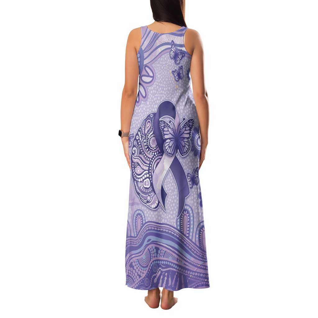 Personalised Epilepsy Awareness Family Matching Tank Maxi Dress and Hawaiian Shirt Purple Ribbon Butterfly And Brain Aboriginal Art