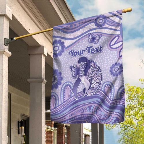 Personalised Epilepsy Awareness Garden Flag Purple Ribbon Butterfly And Brain Aboriginal Art