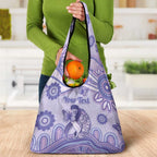 Personalised Epilepsy Awareness Grocery Bag Purple Ribbon Butterfly And Brain Aboriginal Art