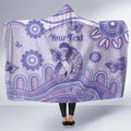 Personalised Epilepsy Awareness Hooded Blanket Purple Ribbon Butterfly And Brain Aboriginal Art
