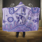 Personalised Epilepsy Awareness Hooded Blanket Purple Ribbon Butterfly And Brain Aboriginal Art