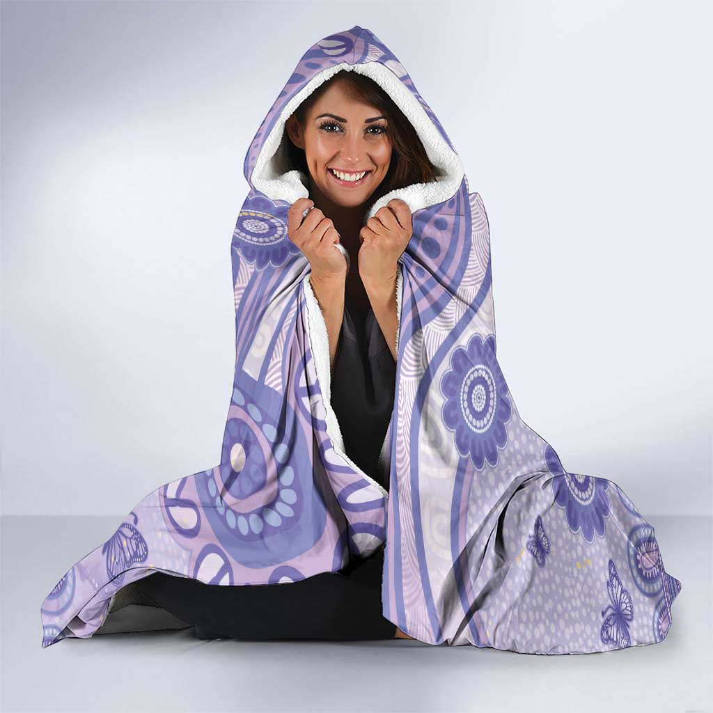 Personalised Epilepsy Awareness Hooded Blanket Purple Ribbon Butterfly And Brain Aboriginal Art