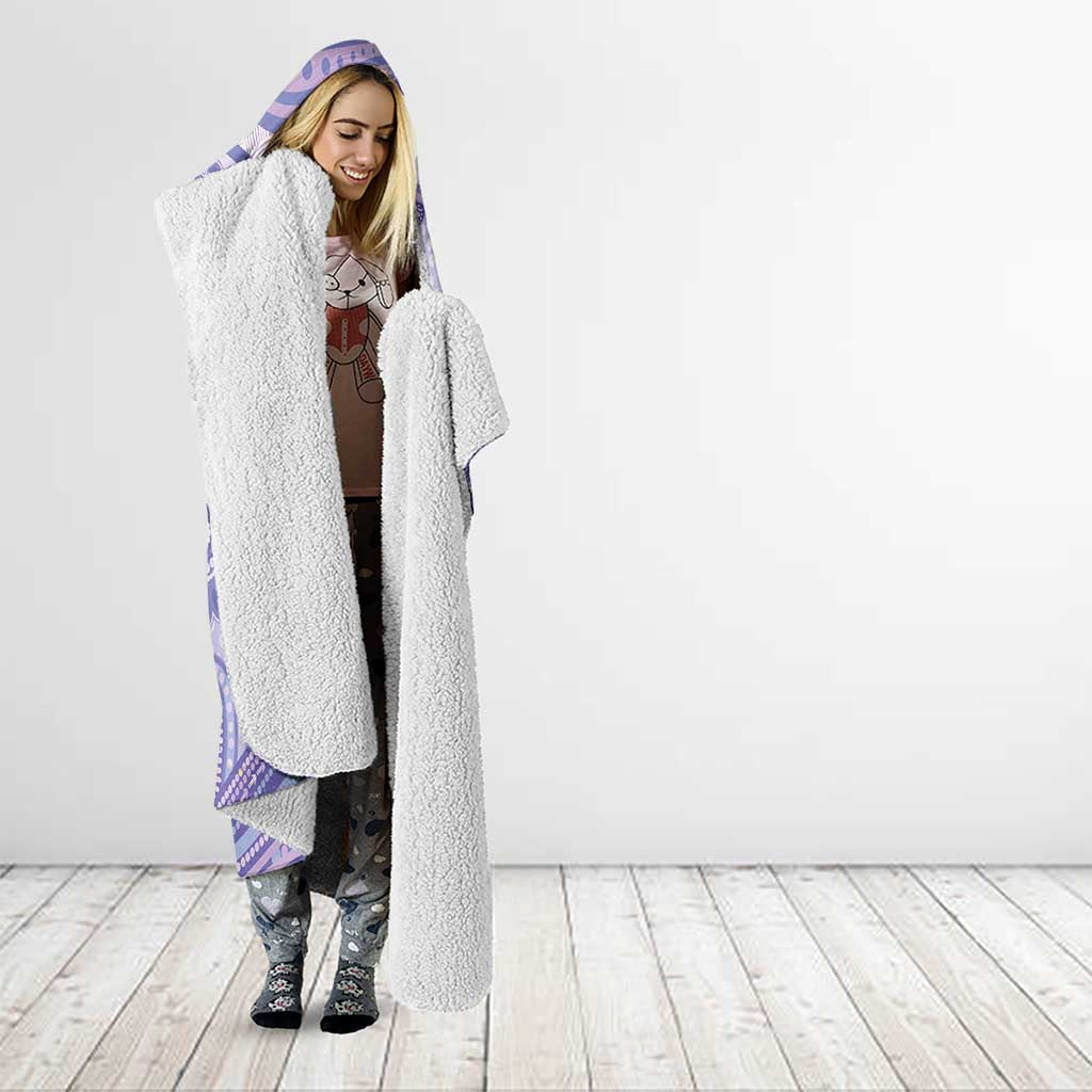 Personalised Epilepsy Awareness Hooded Blanket Purple Ribbon Butterfly And Brain Aboriginal Art