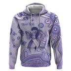 Personalised Epilepsy Awareness Hoodie Purple Ribbon Butterfly And Brain Aboriginal Art
