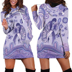 Personalised Epilepsy Awareness Hoodie Dress Purple Ribbon Butterfly And Brain Aboriginal Art