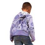 Personalised Epilepsy Awareness Kid Hoodie Purple Ribbon Butterfly And Brain Aboriginal Art
